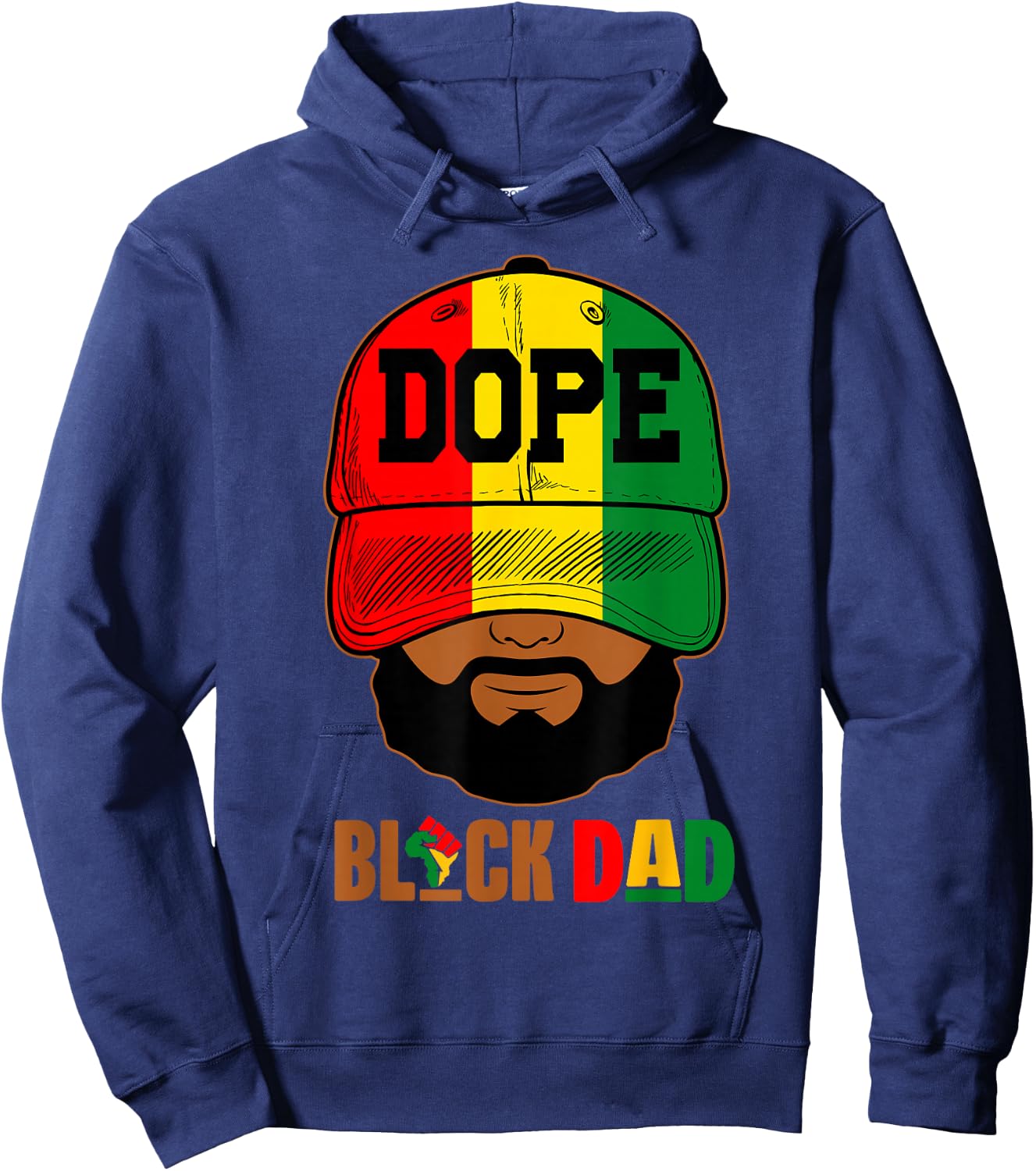 Black Father With Cap Dope Black Dad Father's Day Juneteenth Hoodie - Hoodie | Navy