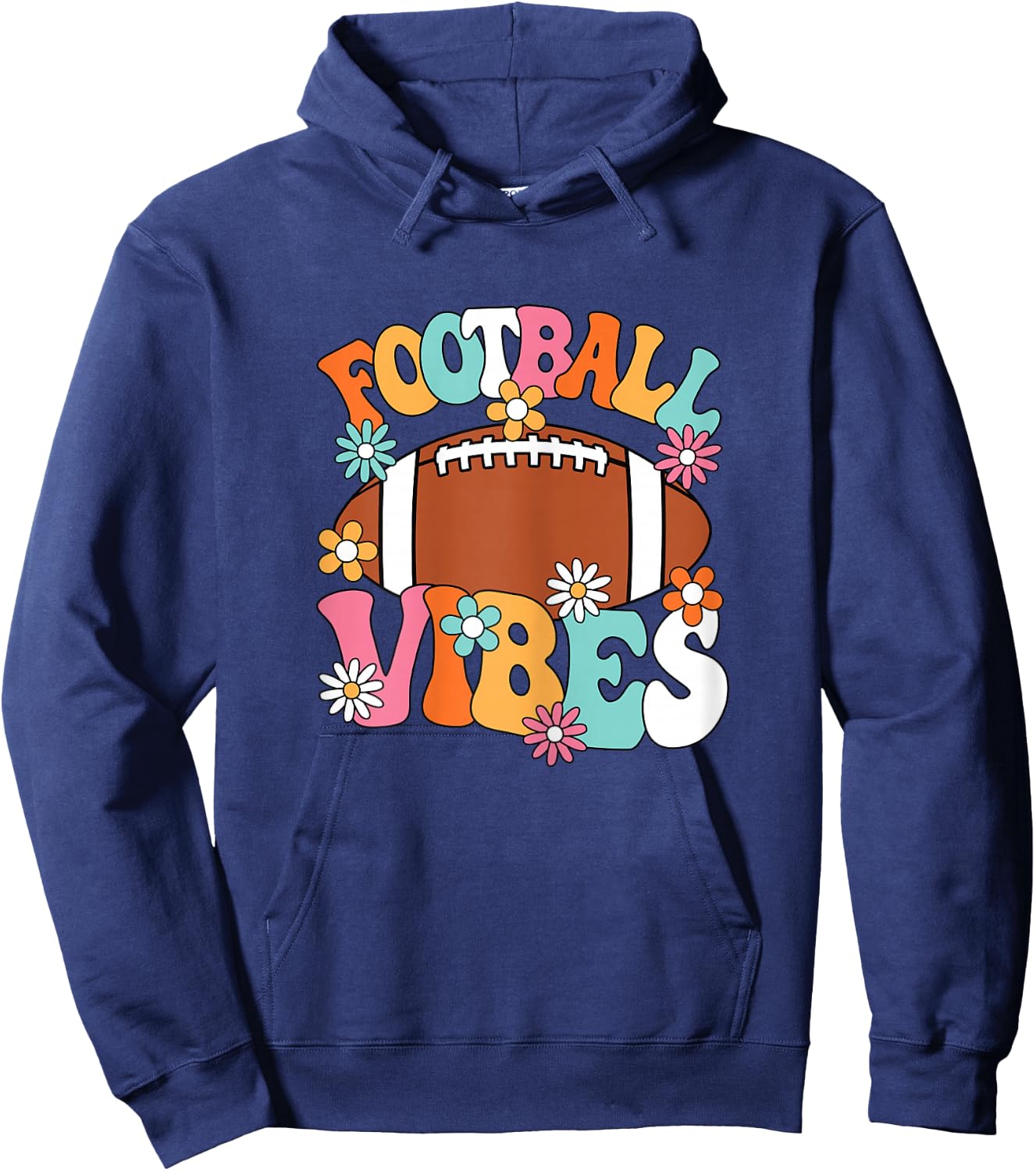 Football Vibes American Football Player Groovy Women Girls Hoodie - Hoodie | Navy