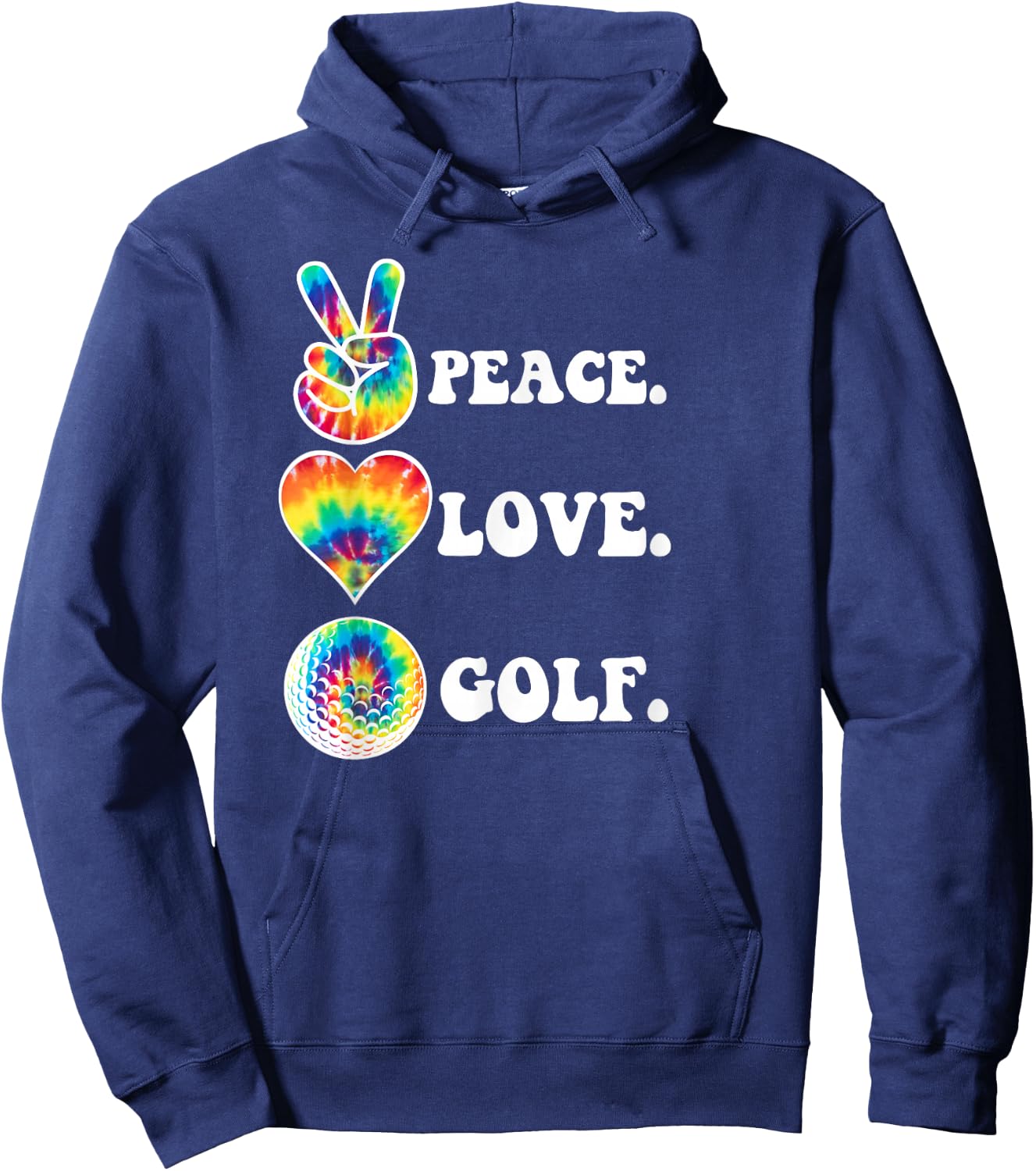 Peace Love Golf Funny Tie Dye Golf Lovers Hoodie - Hoodie | Navy