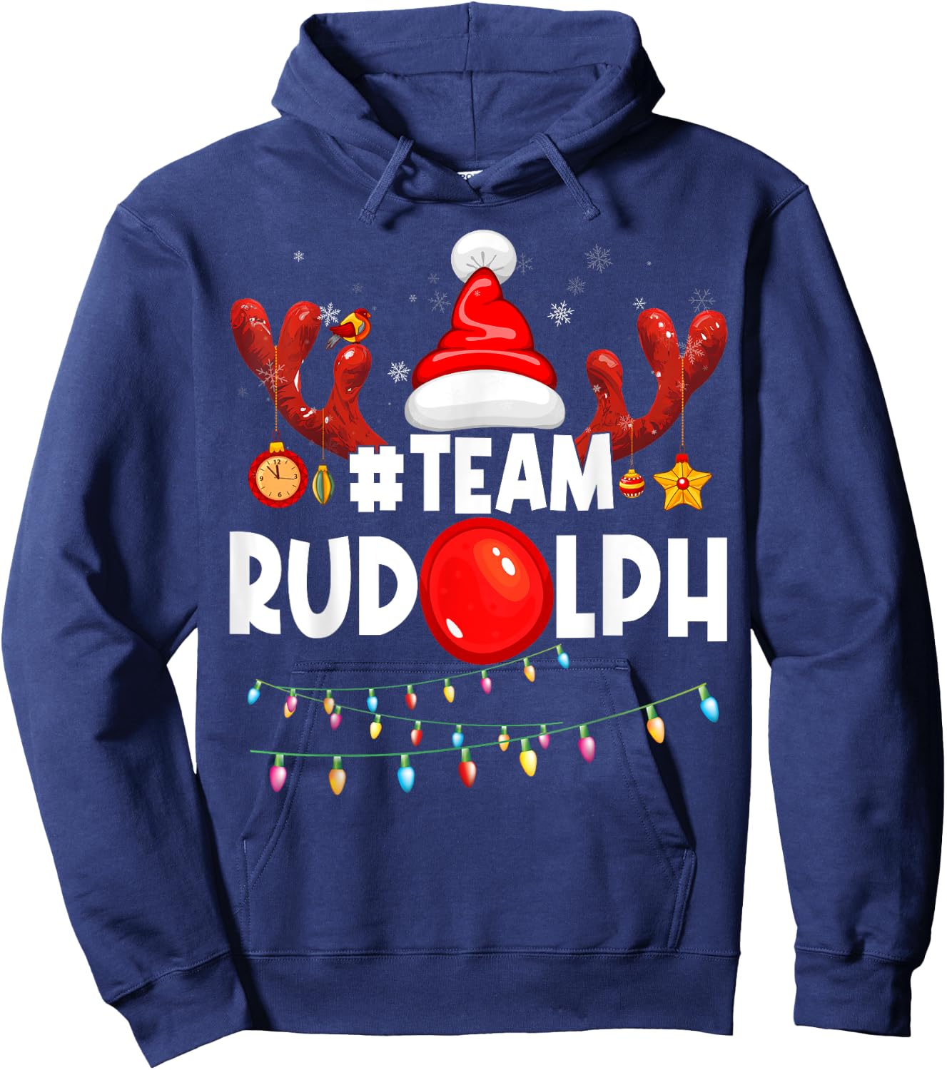 Team Rudolph-Cool Christmas Reindeer Costume Hoodie - Hoodie | Navy