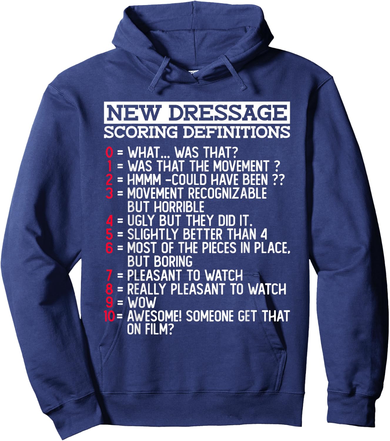 New Dressage Scoring Definitions - Funny Dressage Equestrian Hoodie - Hoodie | Navy