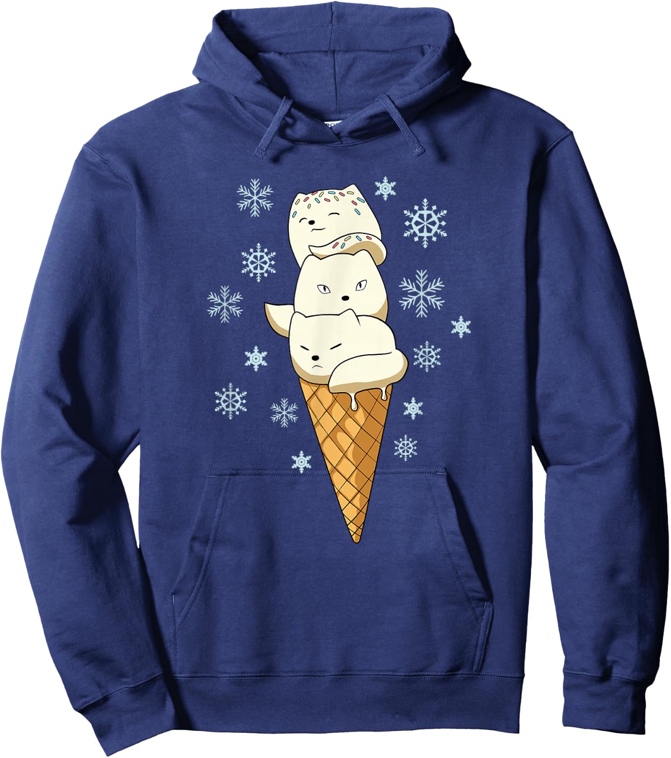 Polar Fox Ice Cream in Waffle Gift Hoodie - Hoodie | Navy