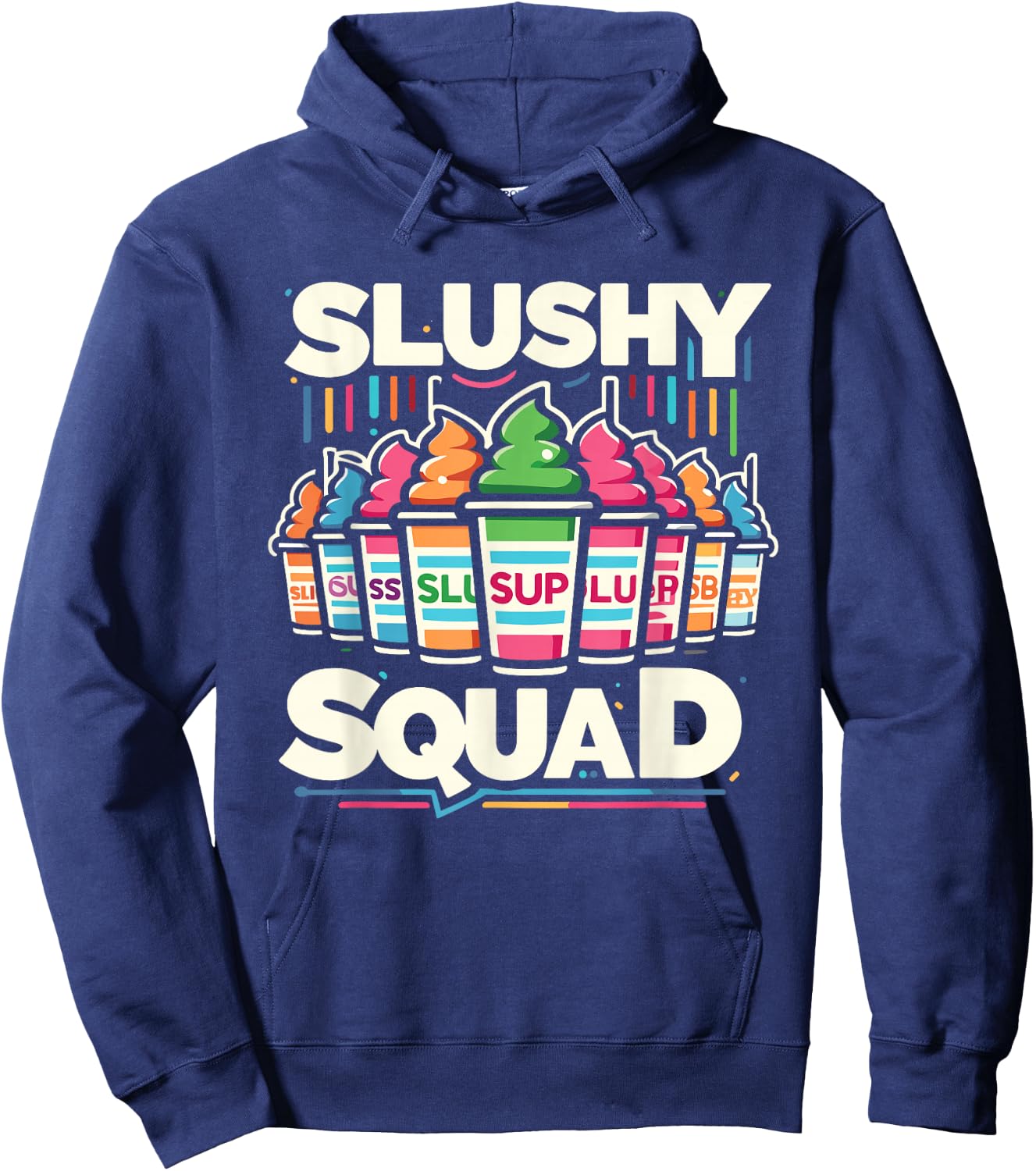Slushy Squad Retro Rainbow Line-Up Hoodie - Hoodie | Navy