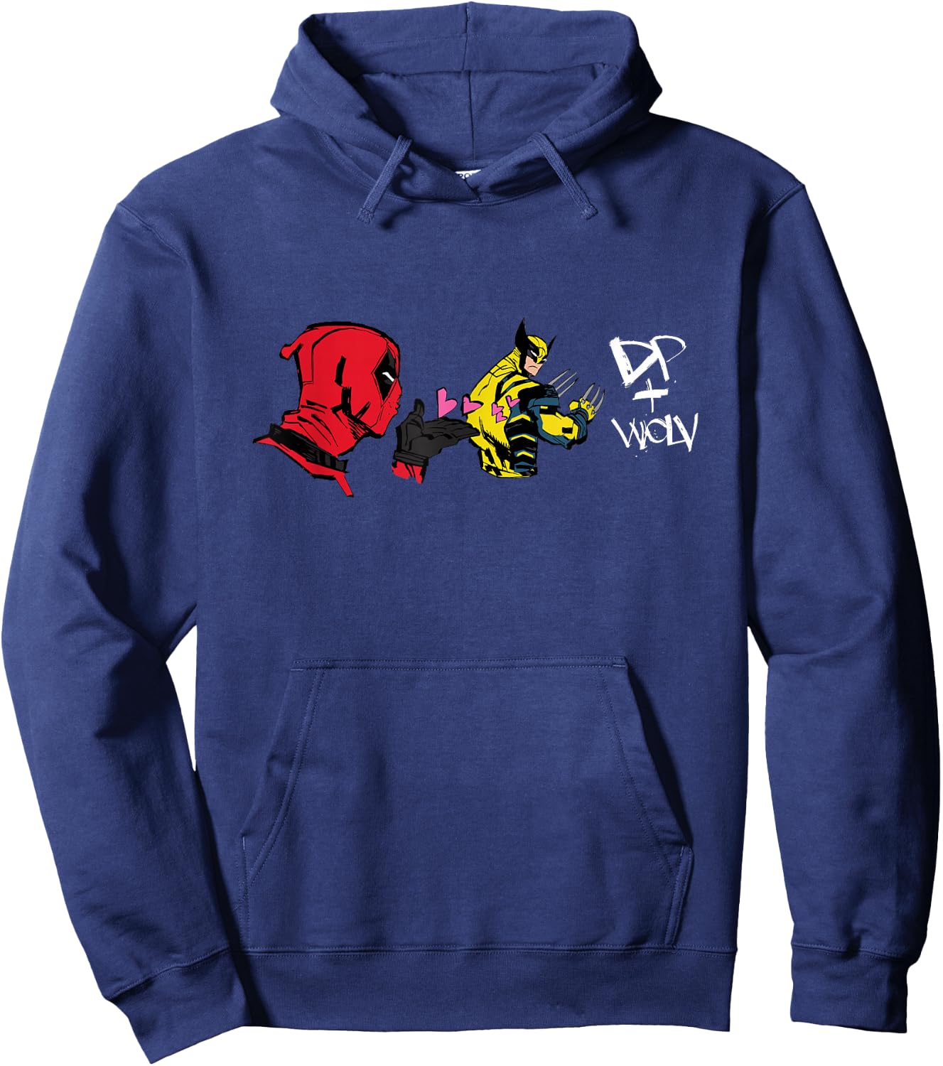 Marvel Studios Deadpool & Wolverine DP + Wolv Blowing Kisses Hoodie - Hoodie | Navy