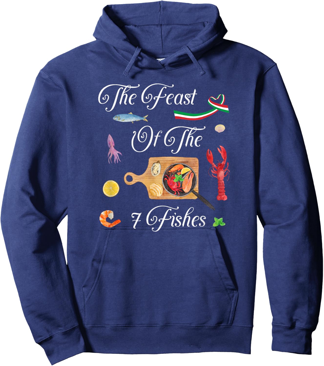 La Vigilia Italian Christmas The Feast Of The Seven Fishes Hoodie - Hoodie | Navy