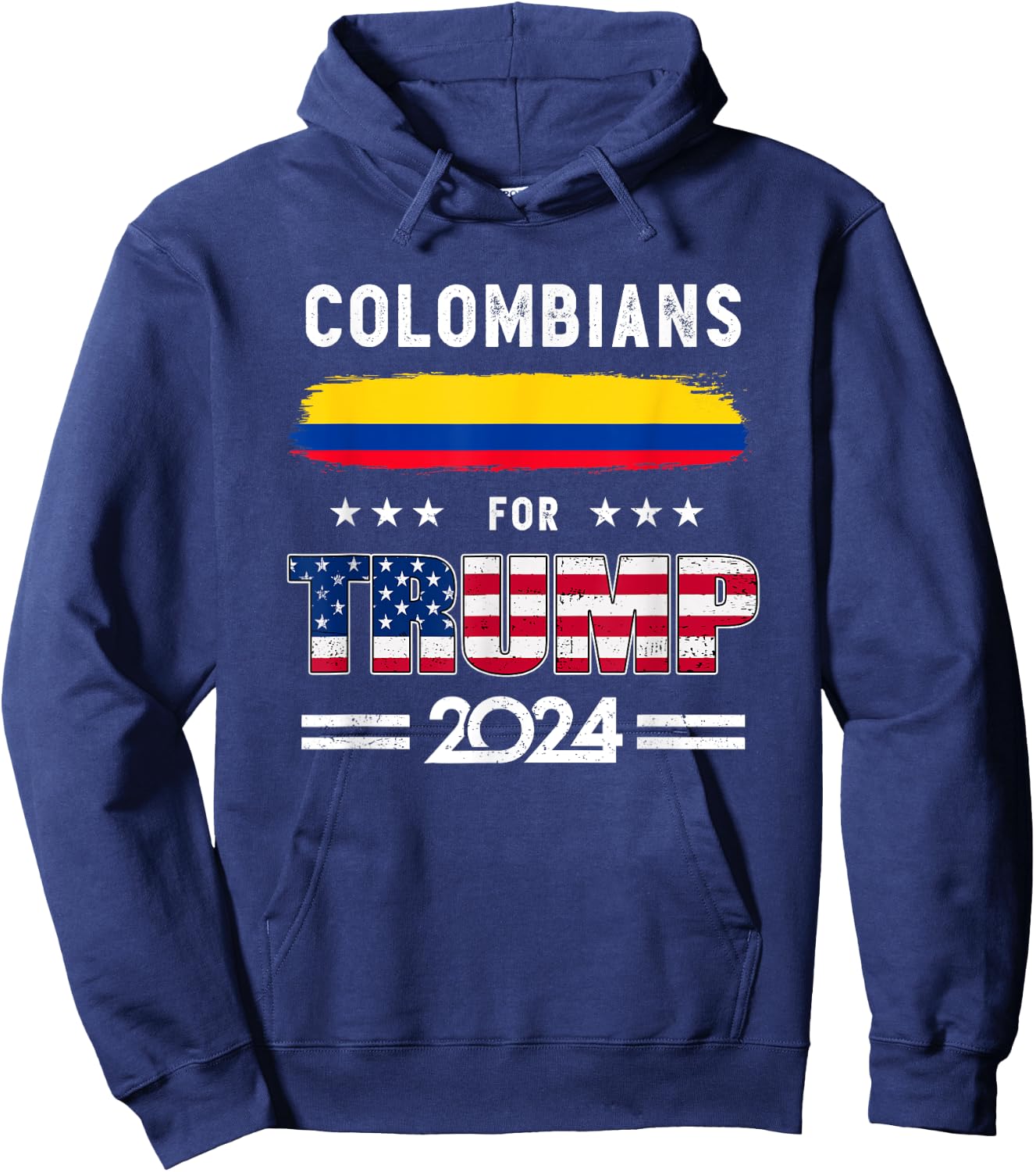 Colombians for Trump 2024 Colombia Flag Patriotic Supporter Hoodie - Hoodie | Navy