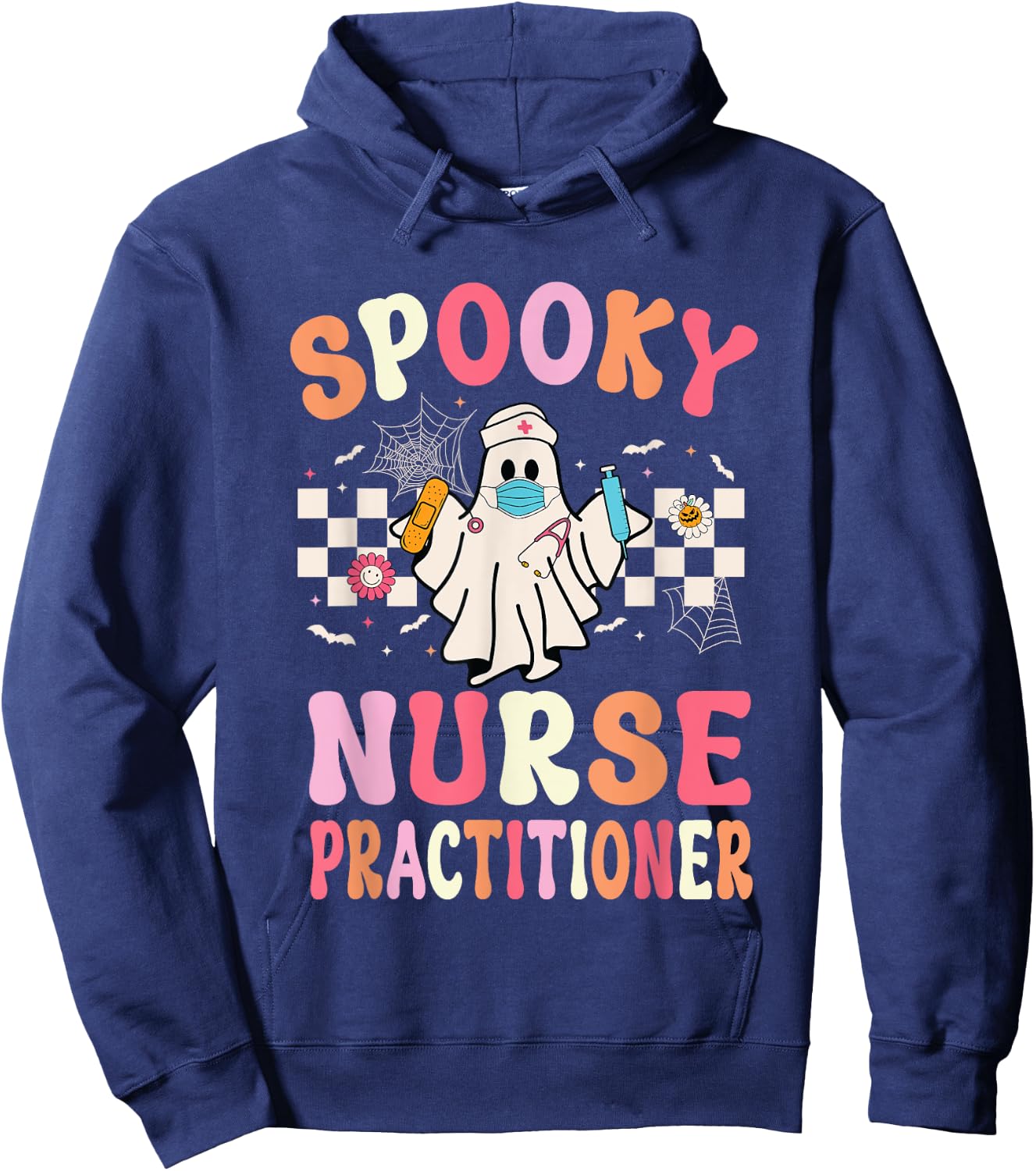 Spooky Nurse Practitioner Ghost Halloween Nurse Practitioner Hoodie - Hoodie | Navy