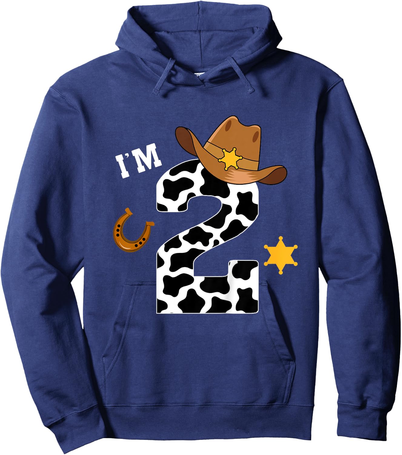 Kids 2nd Birthday Shirt Boy 2 Year Old Rodeo Western Cowboy Hoodie - Hoodie | Navy