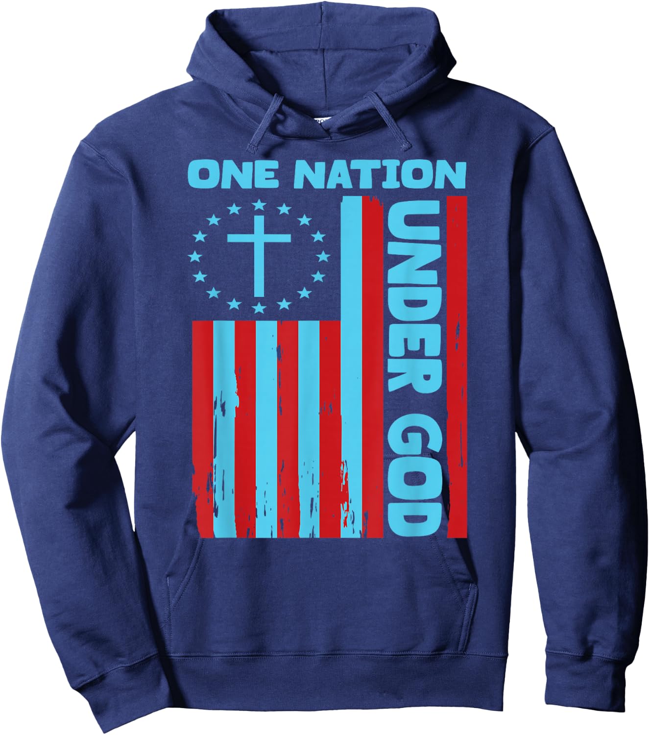 4th Of July Patriotic Christian Flag One Nation Under God Hoodie - Hoodie | Navy