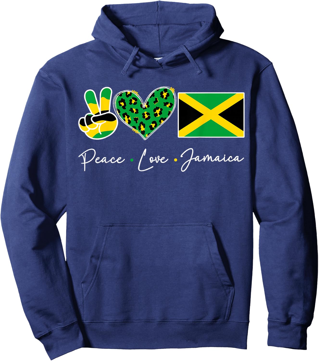 Peace love Jamaica Flag Jamaican Men Women Kids Jamaica Flag Hoodie - Hoodie | Navy