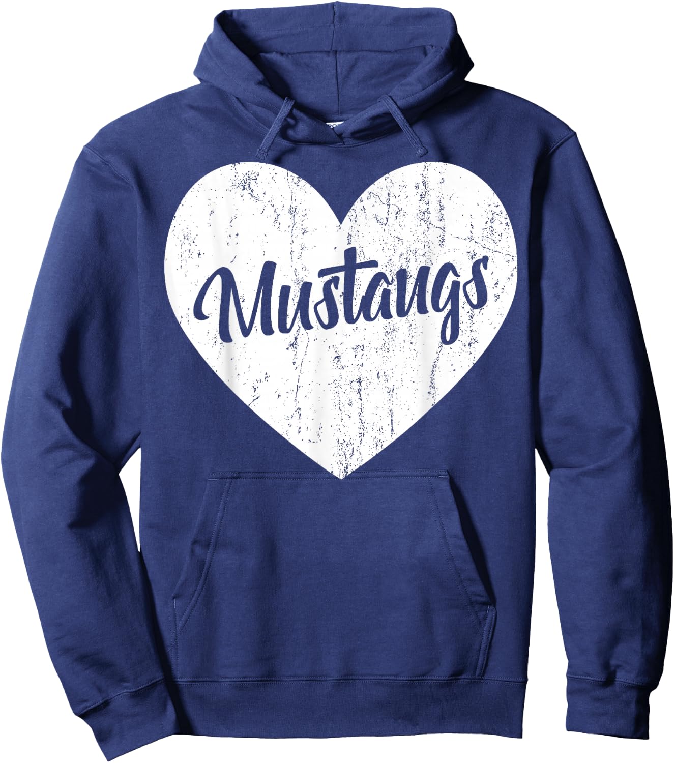 Mustangs School Sports Fan Team Spirit Mascot Heart Gift Hoodie - Hoodie | Navy