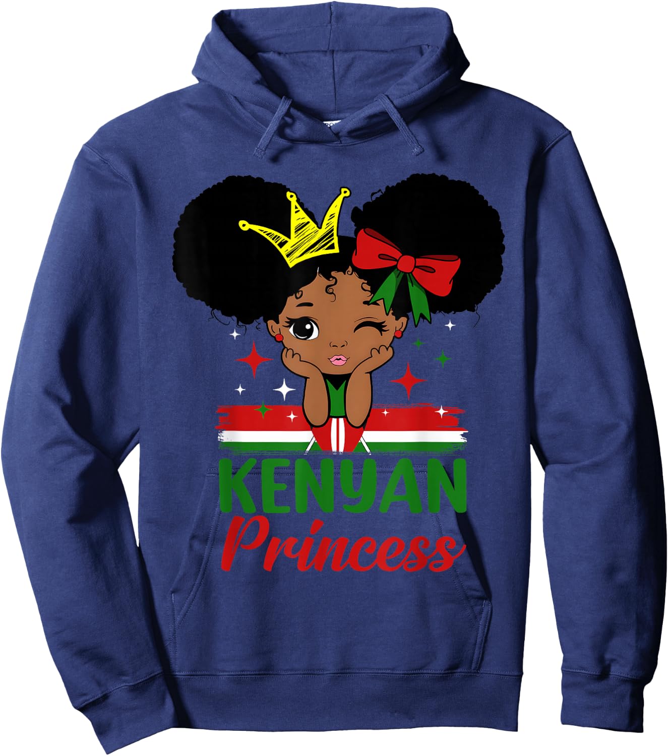 Kenyan Princess Kenya Girl Melanin Cute Kenyan Flag Hoodie - Hoodie | Navy