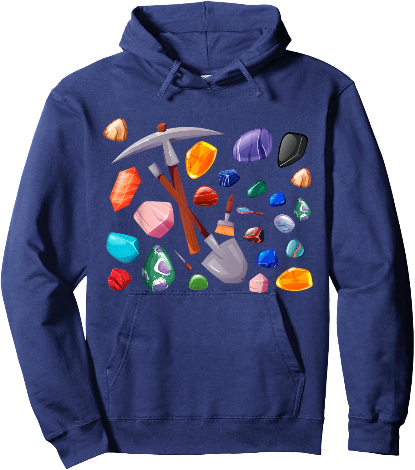 Crystals Minerals Hobby Geologist Gemstone Quotes Mining Tools Graphic Funny Science Gem Hunters Scientists , Small, Black Hoodie - Hoodie | Navy