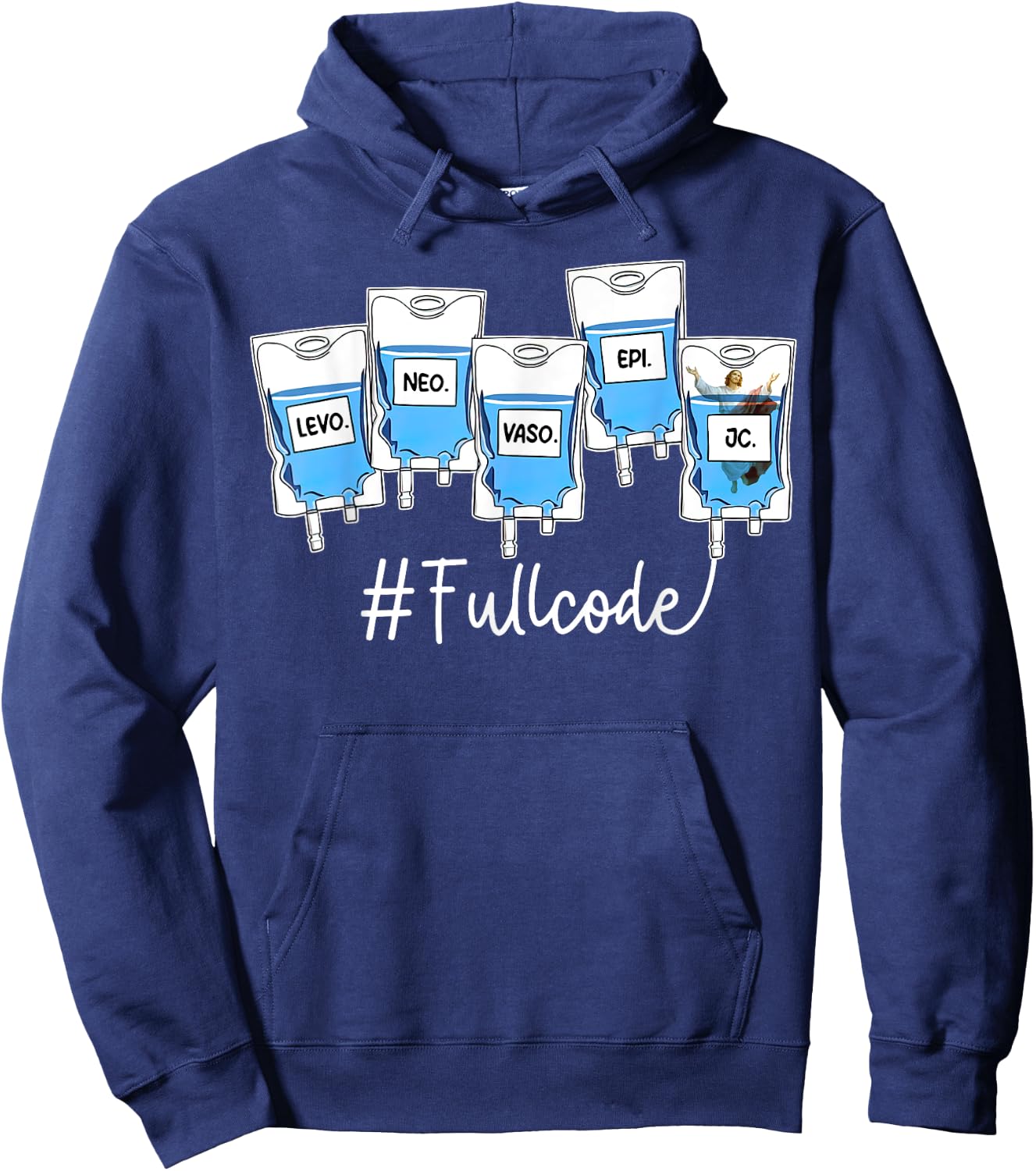 Full Code ICU ER Nurse Pharmacist Jesus Critical Care Nurse Hoodie - Hoodie | Navy
