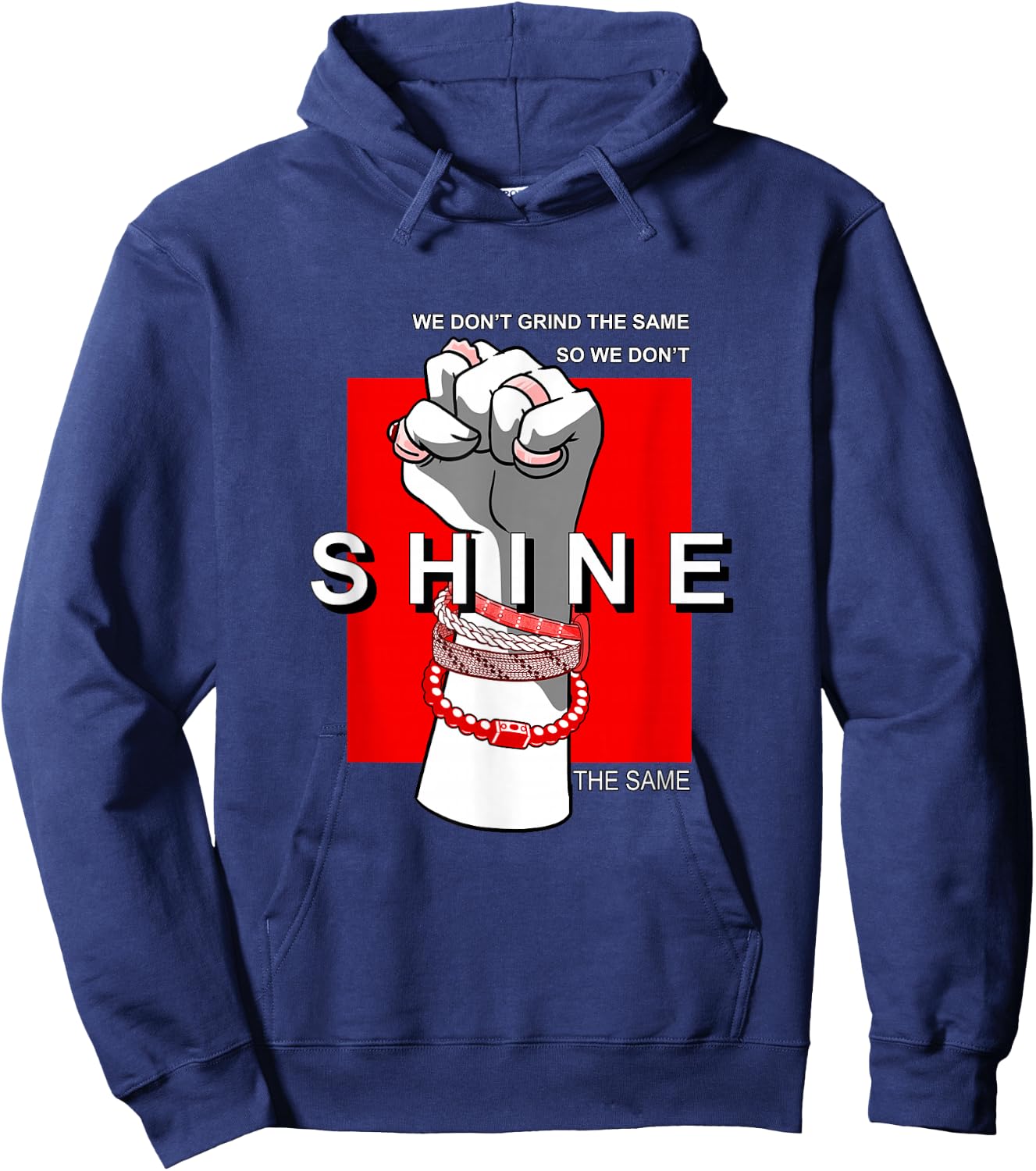 Red We Don't Grind/Shine The Same Red Graphic Hoodie - Hoodie | Navy