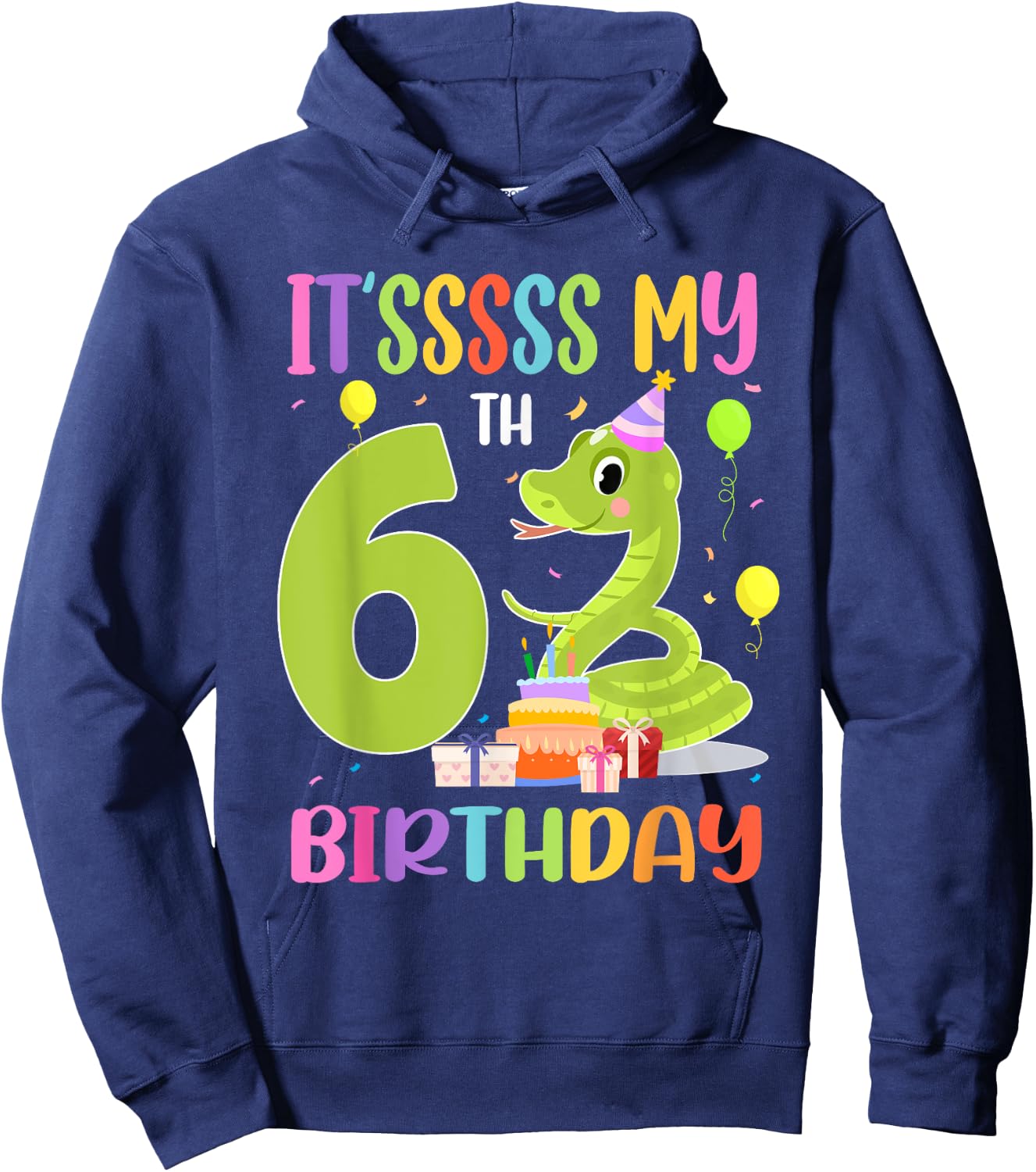 It's My 6th Birthday Snake 6 Years Old Birthday Hoodie - Hoodie | Navy