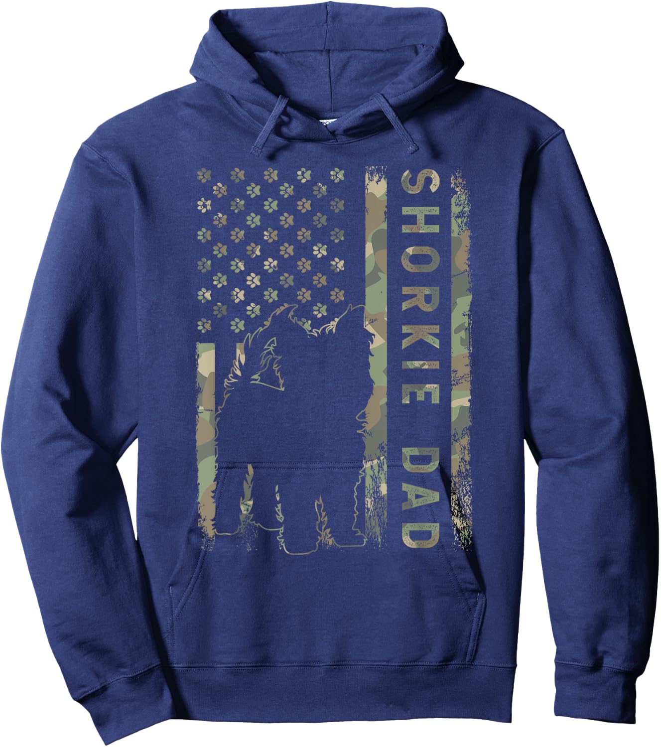 Shorkie Dad USA Flag Dog Owner Women Kids Men Hoodie - Hoodie | Navy