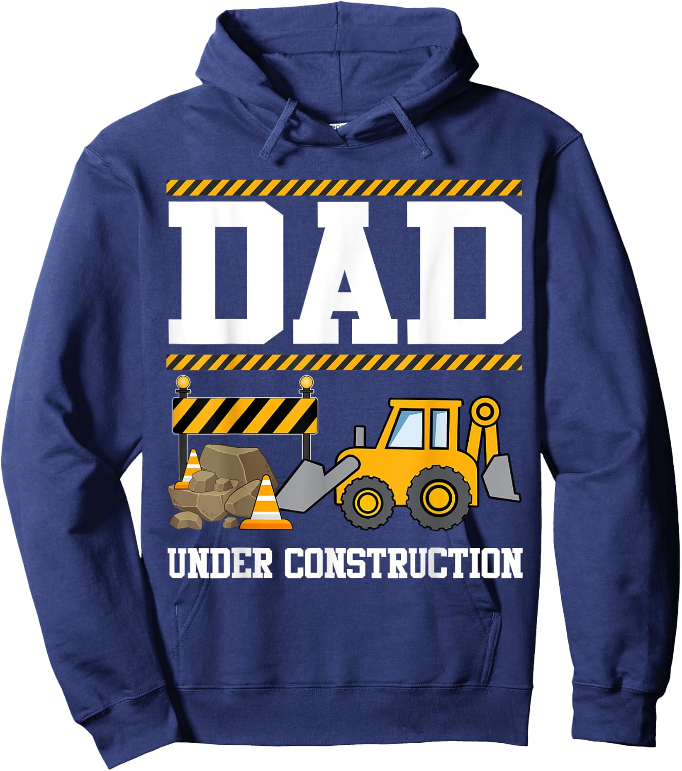 Dad Under Construction Kids Truck Excavator Matching Family Hoodie - Hoodie | Navy