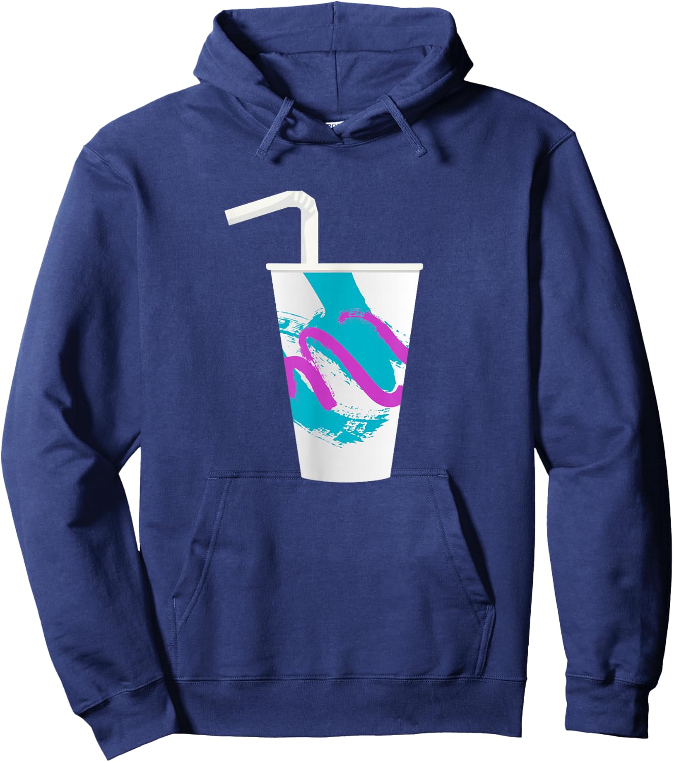 90s Soda Cup Vaporwave Aesthetic Paper Coffee Retro Teal Hoodie - Hoodie | Navy