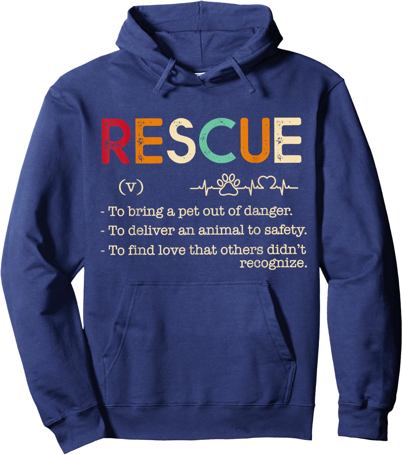 Rescue Definition Animal Lovers Funny Rescue Pet Hoodie - Hoodie | Navy