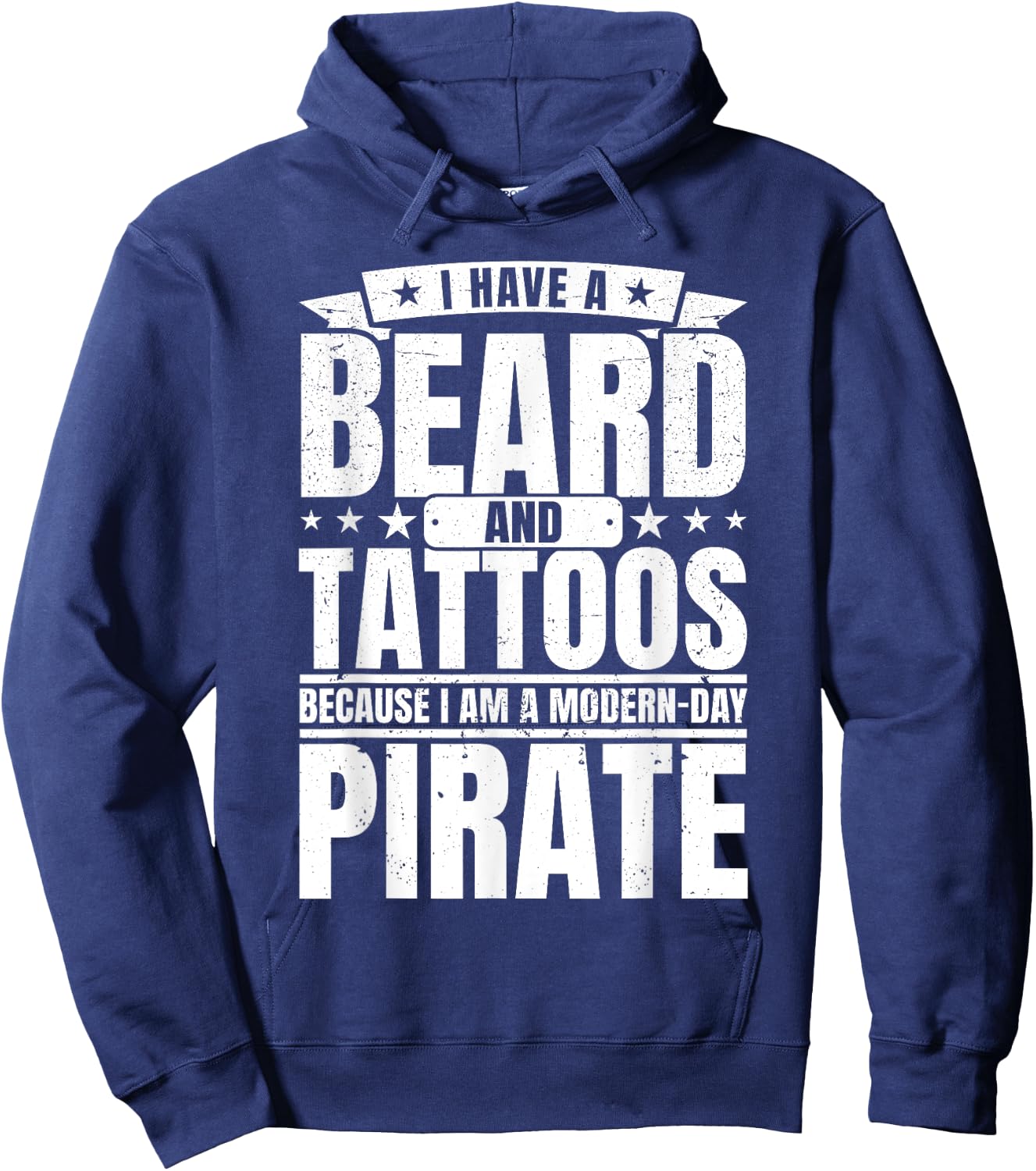 Modern Day Pirate With Beard and Tattoo Dad Hoodie - Hoodie | Navy