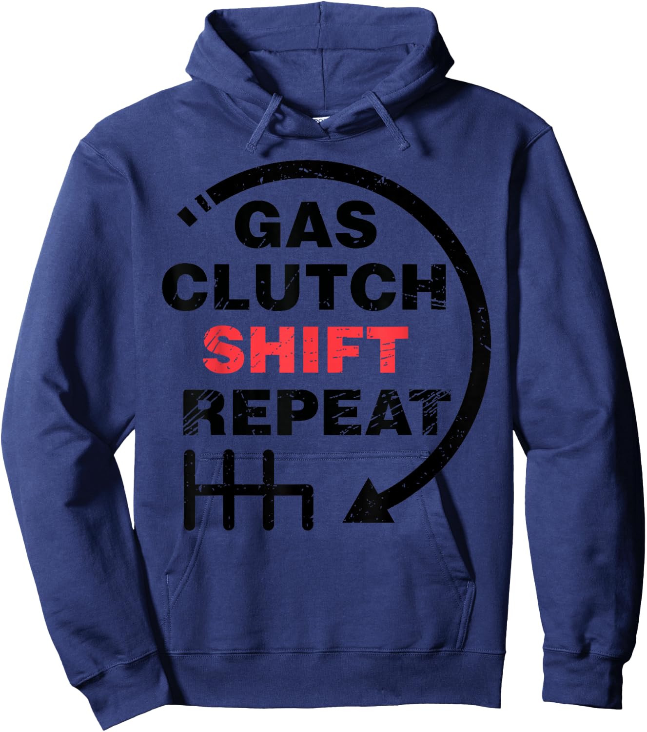 Gas Clutch Shift Repeat Funny Automotive Mechanic Gift Men Hoodie - Hoodie | Navy