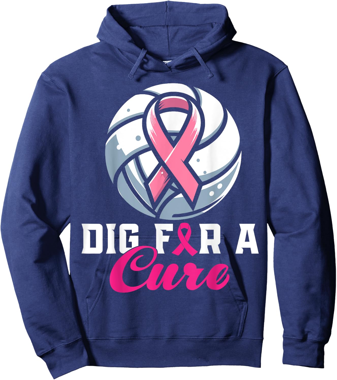 Dig For A Cure Breast Cancer Awareness Volleyball Pink Hoodie - Hoodie | Navy