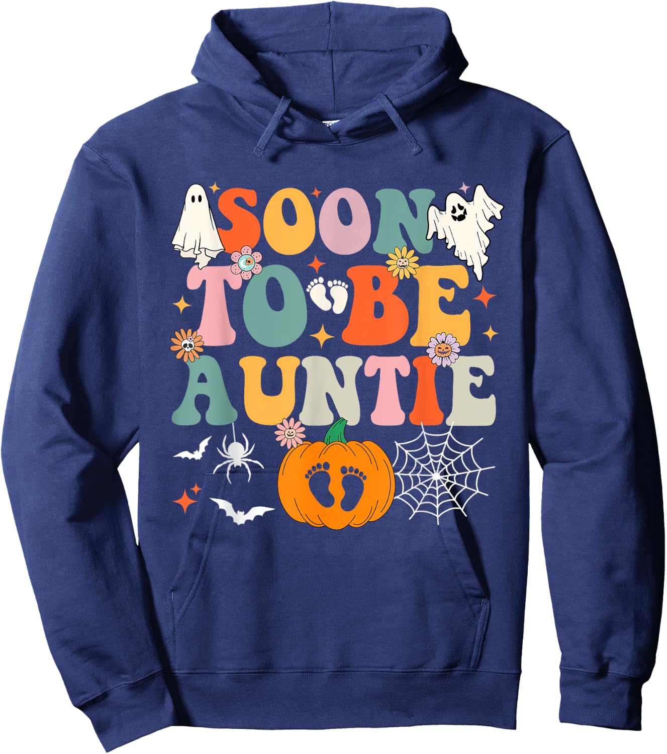 Soon to Be Auntie Halloween Pregnancy Announcement Pumpkin Hoodie - Hoodie | Navy