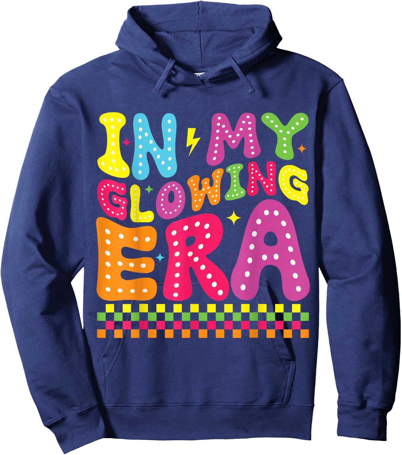 In My Glowing Era Groovy Retro Funny Summer Vacation Hoodie - Hoodie | Navy