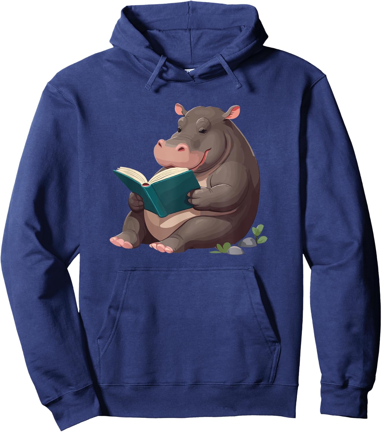 Hippopotamus is reading a Book, Reading Hippo Hoodie - Hoodie | Navy