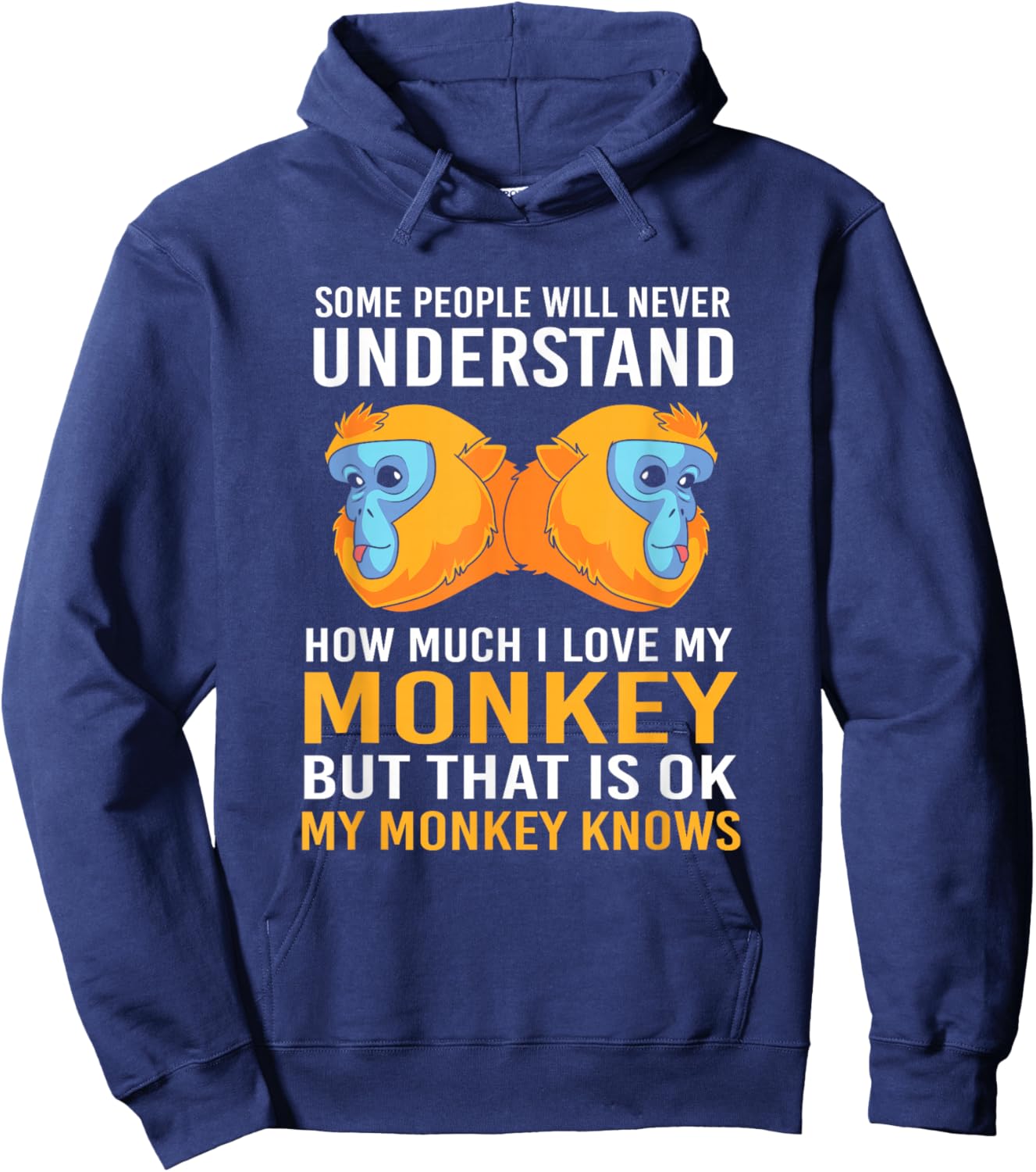 My Monkey Knows Funny Golden Snub Nosed Monkey Hoodie - Hoodie | Navy