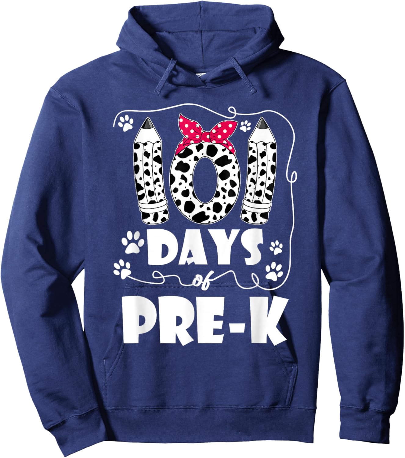 101 Days Pre K 100th Day Dog 100 Days School Students Men Women Kids Hoodie - Hoodie | Navy
