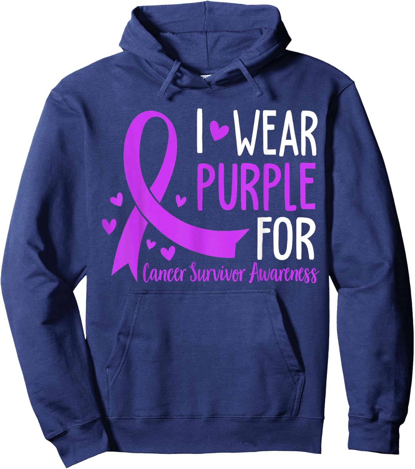 I Wear Purple For Cancer Survivor Awareness Hoodie - Hoodie | Navy