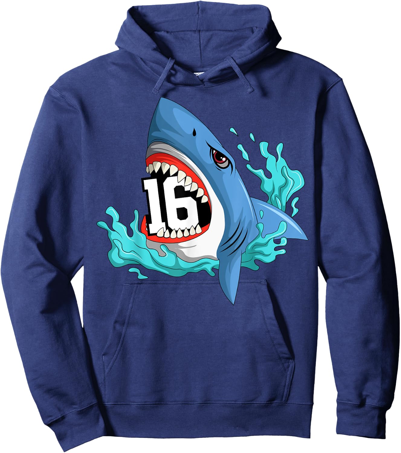16 Shark Birthday Animal Themed Bday Party Celebration Hoodie - Hoodie | Navy