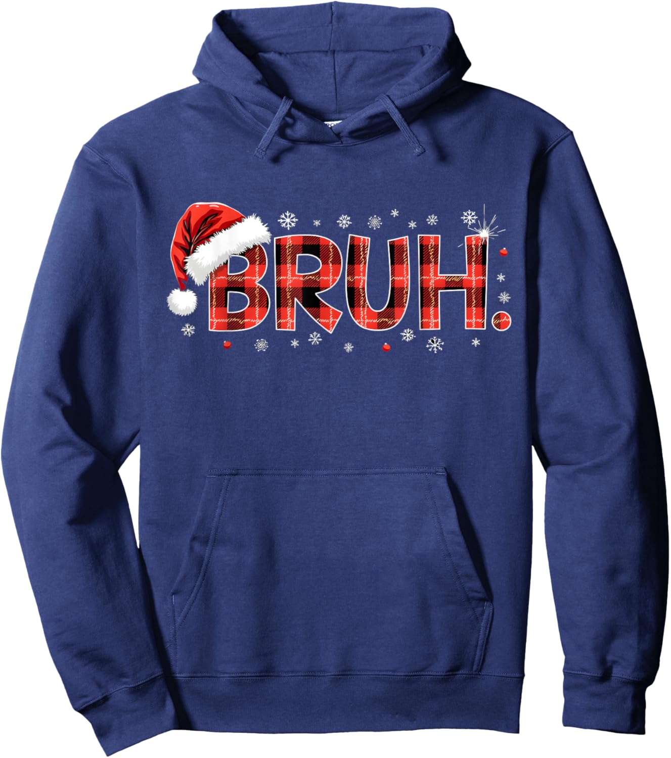 Bruh Christmas Plaid Gifts For Teens Boys Kids Xmas Pajamas Hoodie - Hoodie | Navy