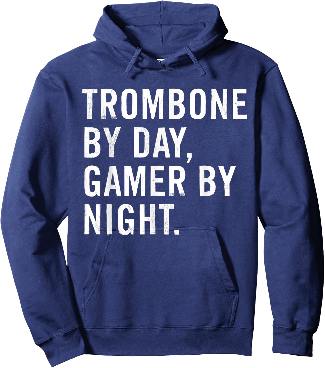 Funny Trombone Musician Typography Gifts Trombone By Day Gamer By Night Hoodie - Hoodie | Navy