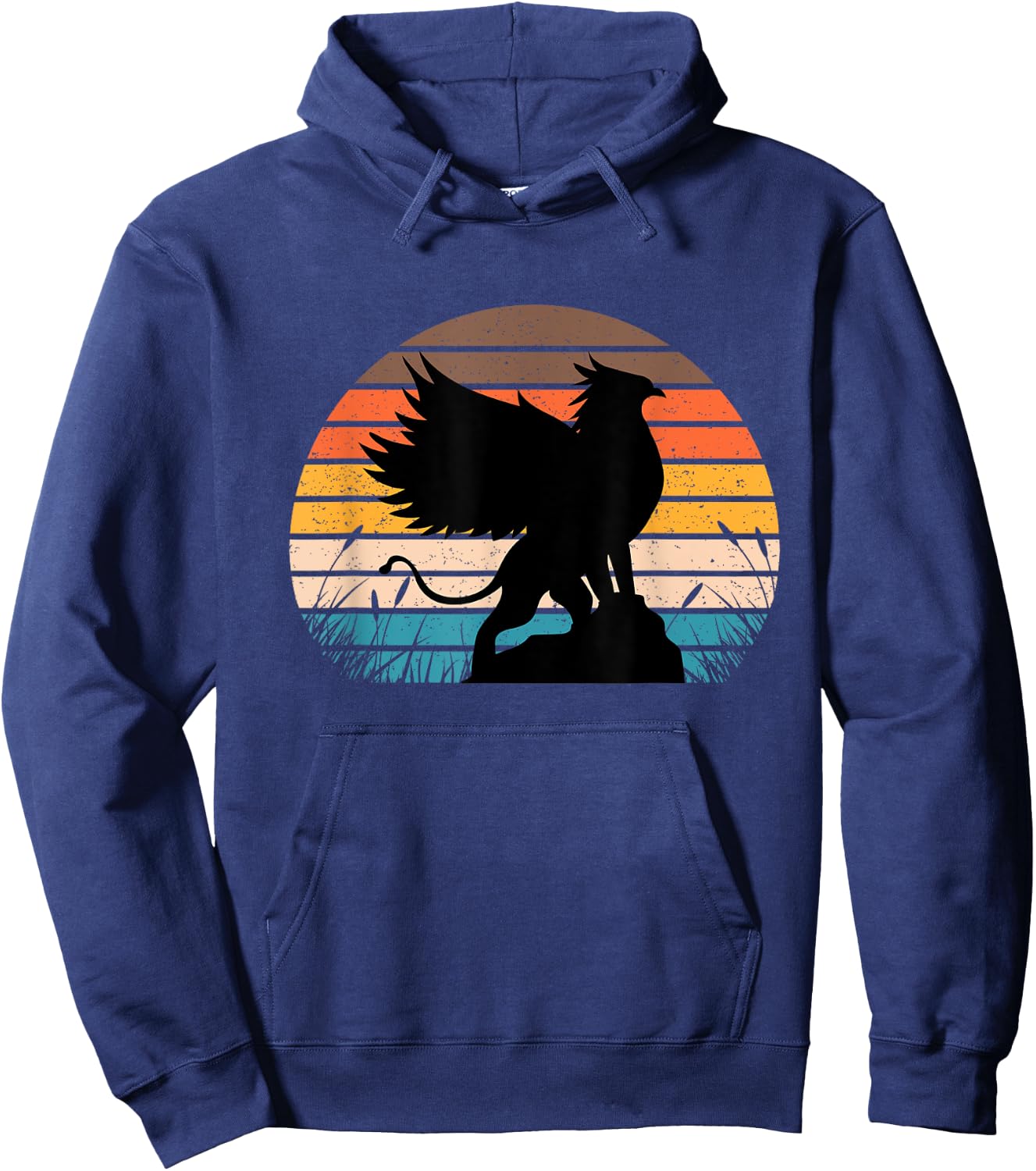 Griffin Retro Vintage Sunset Lion Eagle Mythical Creature Hoodie - Hoodie | Navy