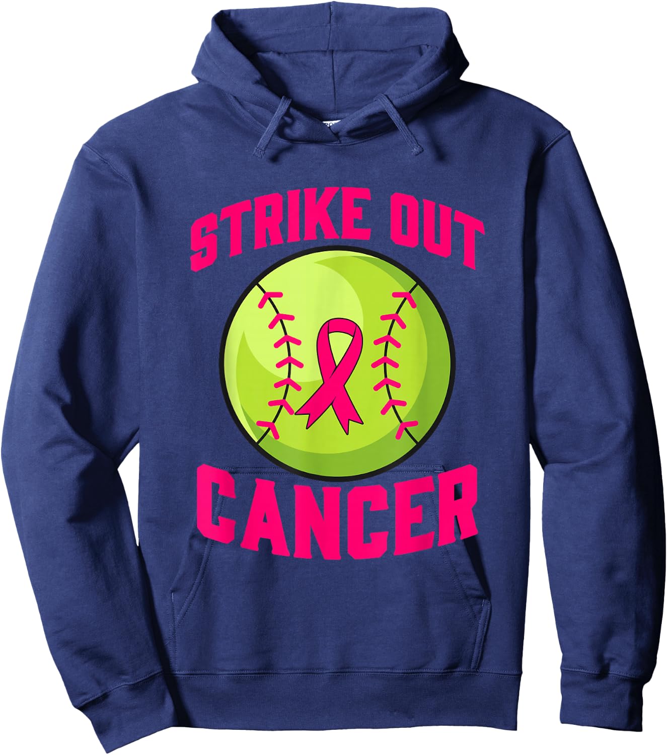 Strike Out Breast Cancer Awareness Softball Fighters Hoodie - Hoodie | Navy