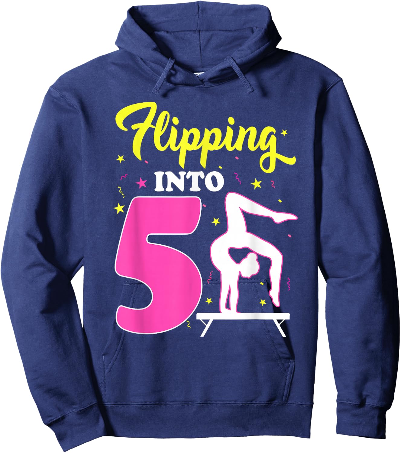 Flipping Into 5th Birthday Gymnastic 5 Year Old Girl Party Hoodie - Hoodie | Navy
