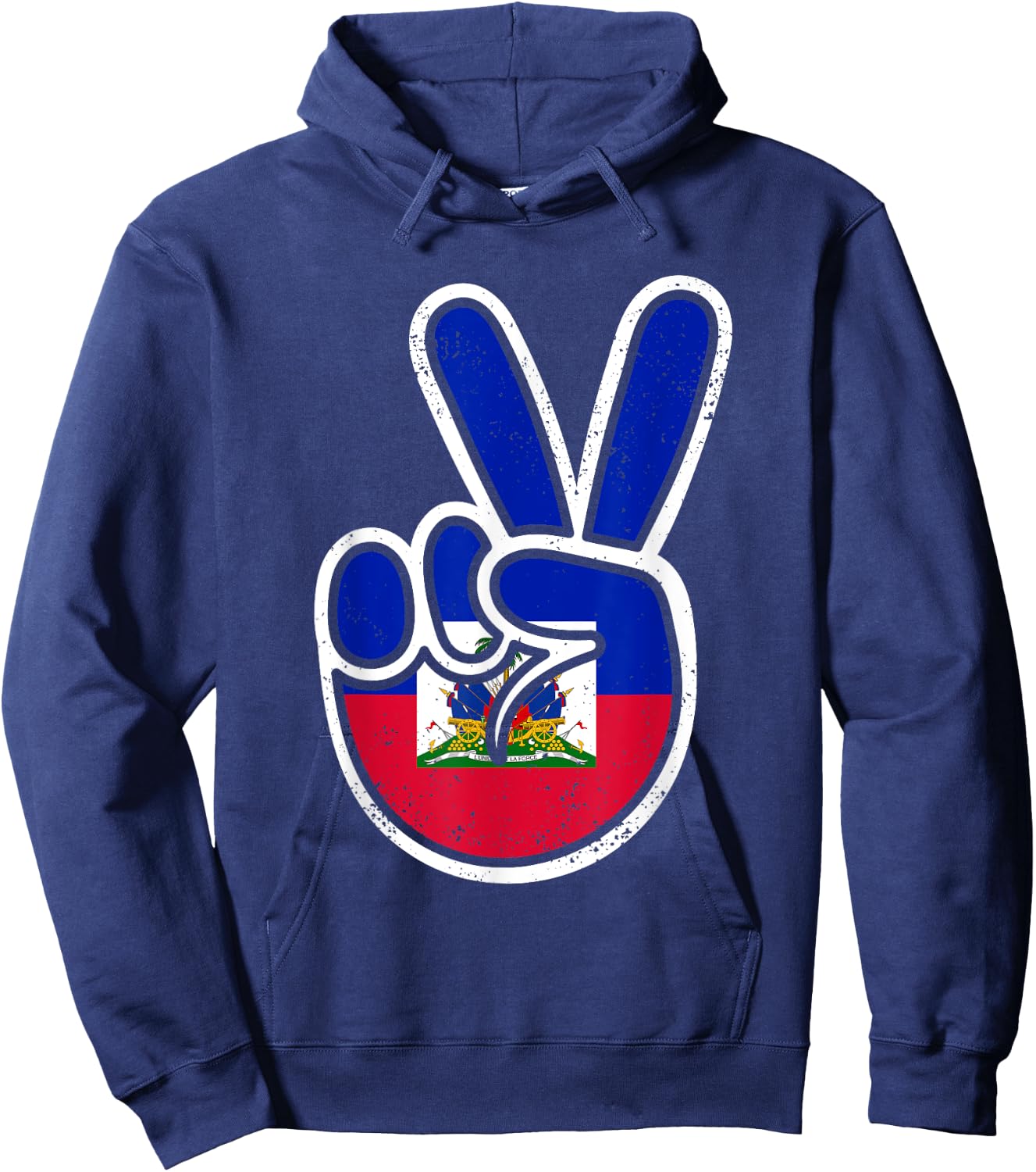 Haitian Flag Day Peace Sign Funny Haiti Retro Boys Toddler Hoodie - Hoodie | Navy
