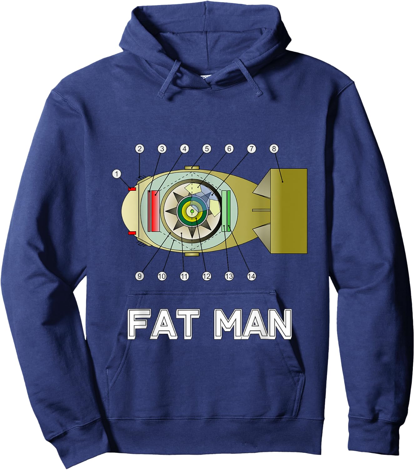 Fat Man - Nuke Bomb Diagram - Nuclear Warhead Missile Hoodie - Hoodie | Navy