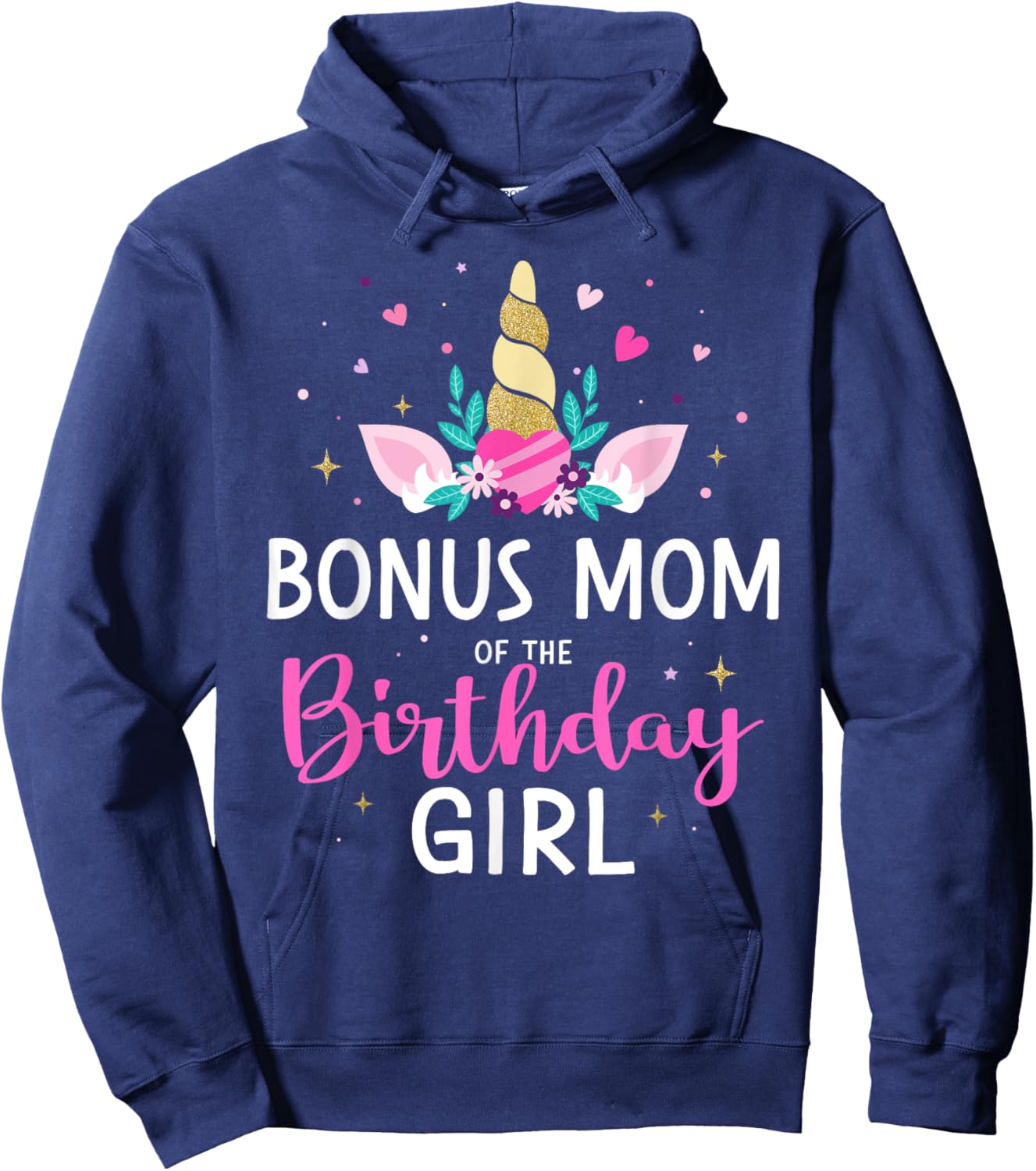 Bonus mom of the birthday girl matching family unicorn party Hoodie - Hoodie | Navy
