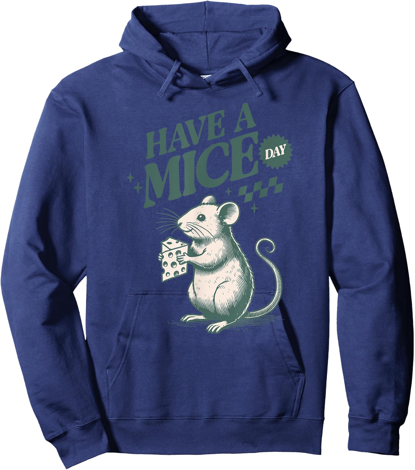 Cute Mouse With Cheese - Have A Mice Day Hoodie - Hoodie | Navy