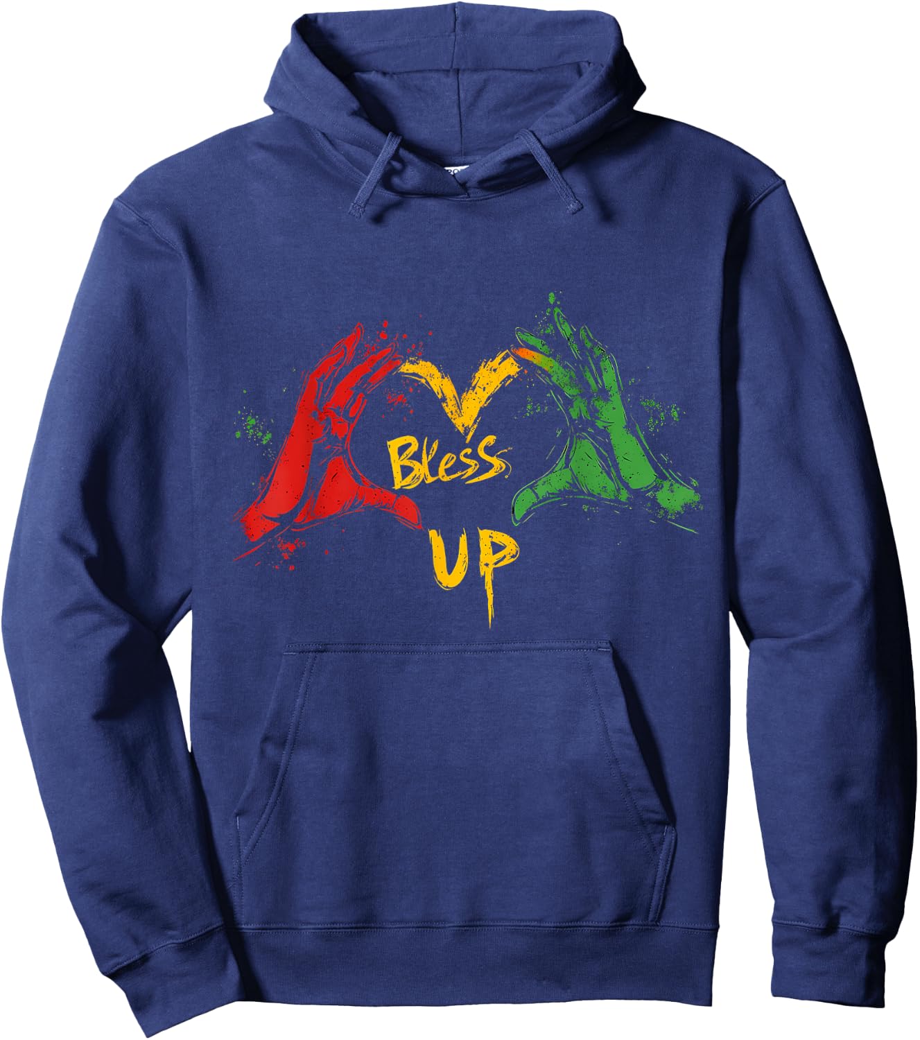 Rasta Hand Heart Jamaican Roots Rastafarian Reggae Music Hoodie - Hoodie | Navy