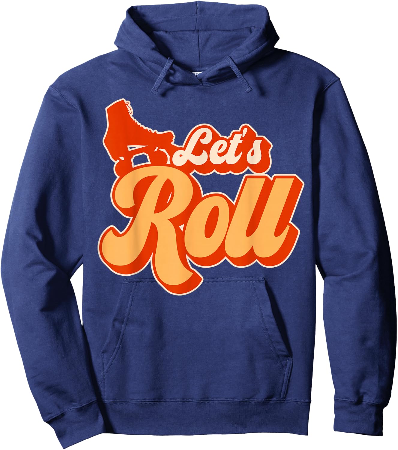 Cool Roller Skating Skate Girl 1970s Retro Let's Roll Hoodie - Hoodie | Navy