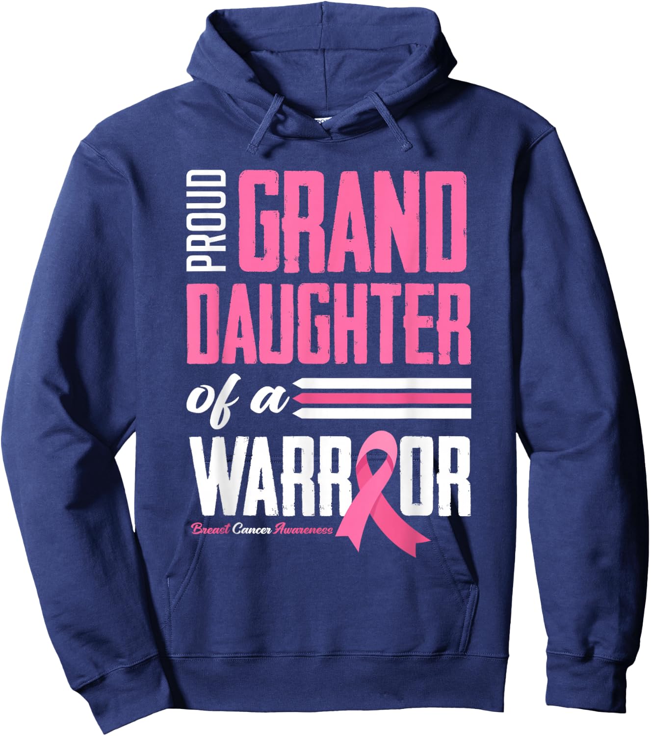 Proud Granddaughter Of A Warrior Breast Cancer Awareness Hoodie - Hoodie | Navy