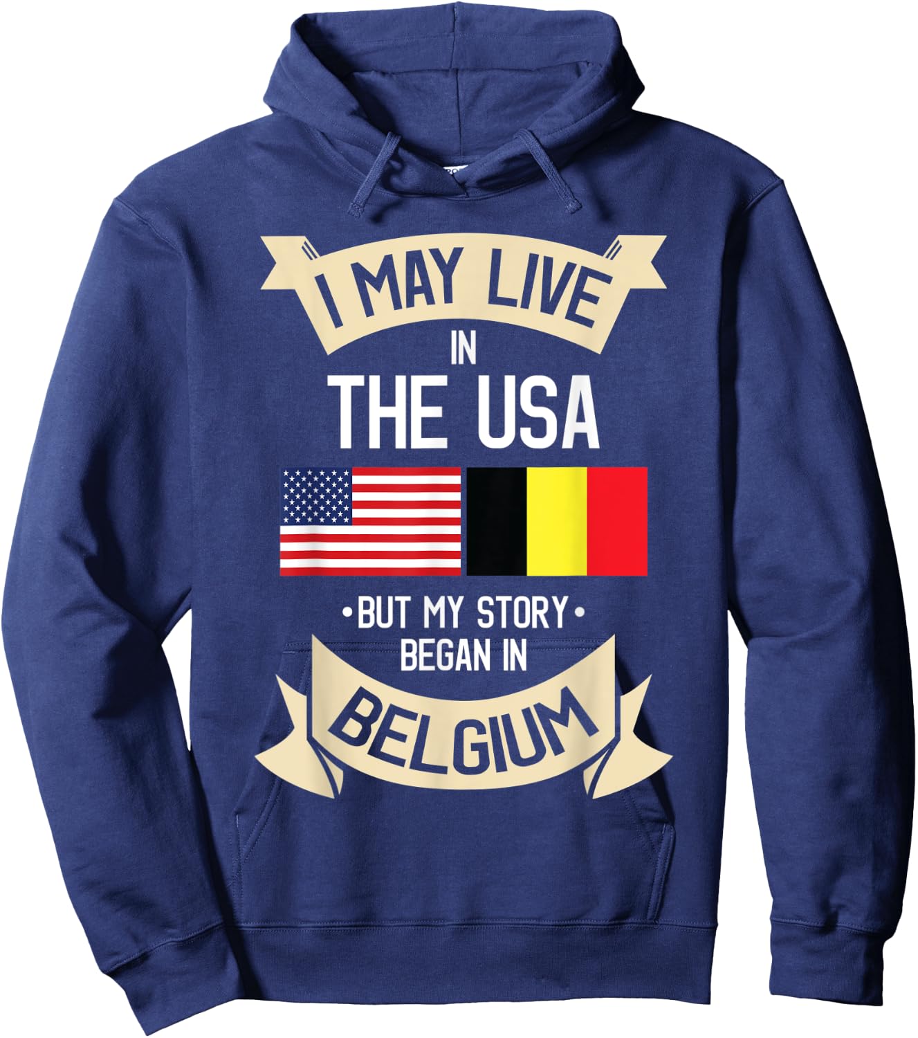 Belgium American Flag USA Belgian Roots Gifts Women Kids Men Hoodie - Hoodie | Navy