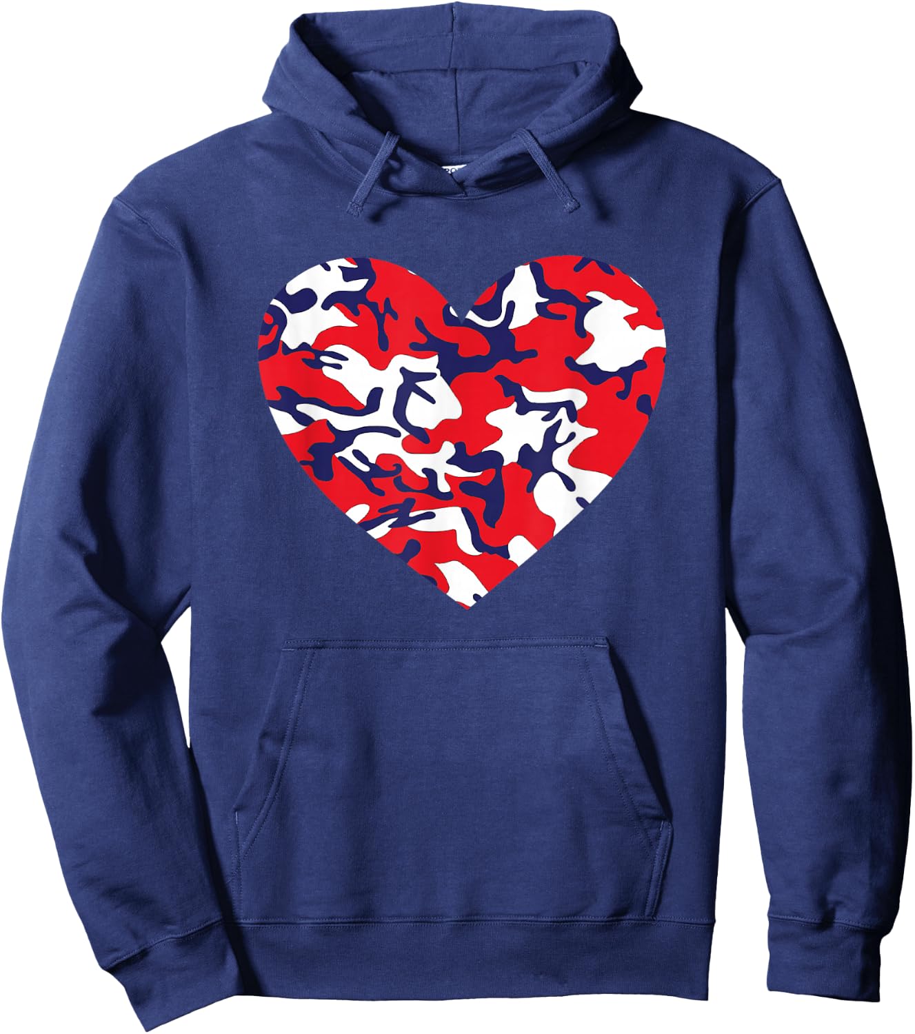 USA Red White and Blue Camo Heart Love 4th of July Hoodie - Hoodie | Navy