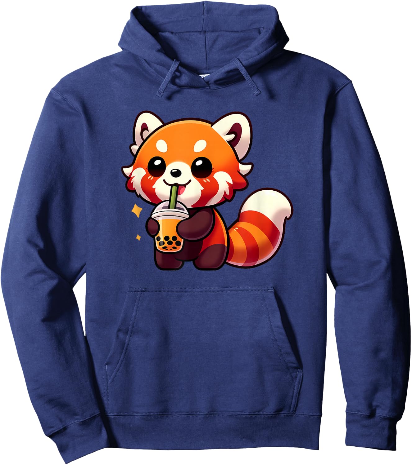 Cute Red Panda Drinking Boba Tea Kawaii Animal Lover Hoodie - Hoodie | Navy
