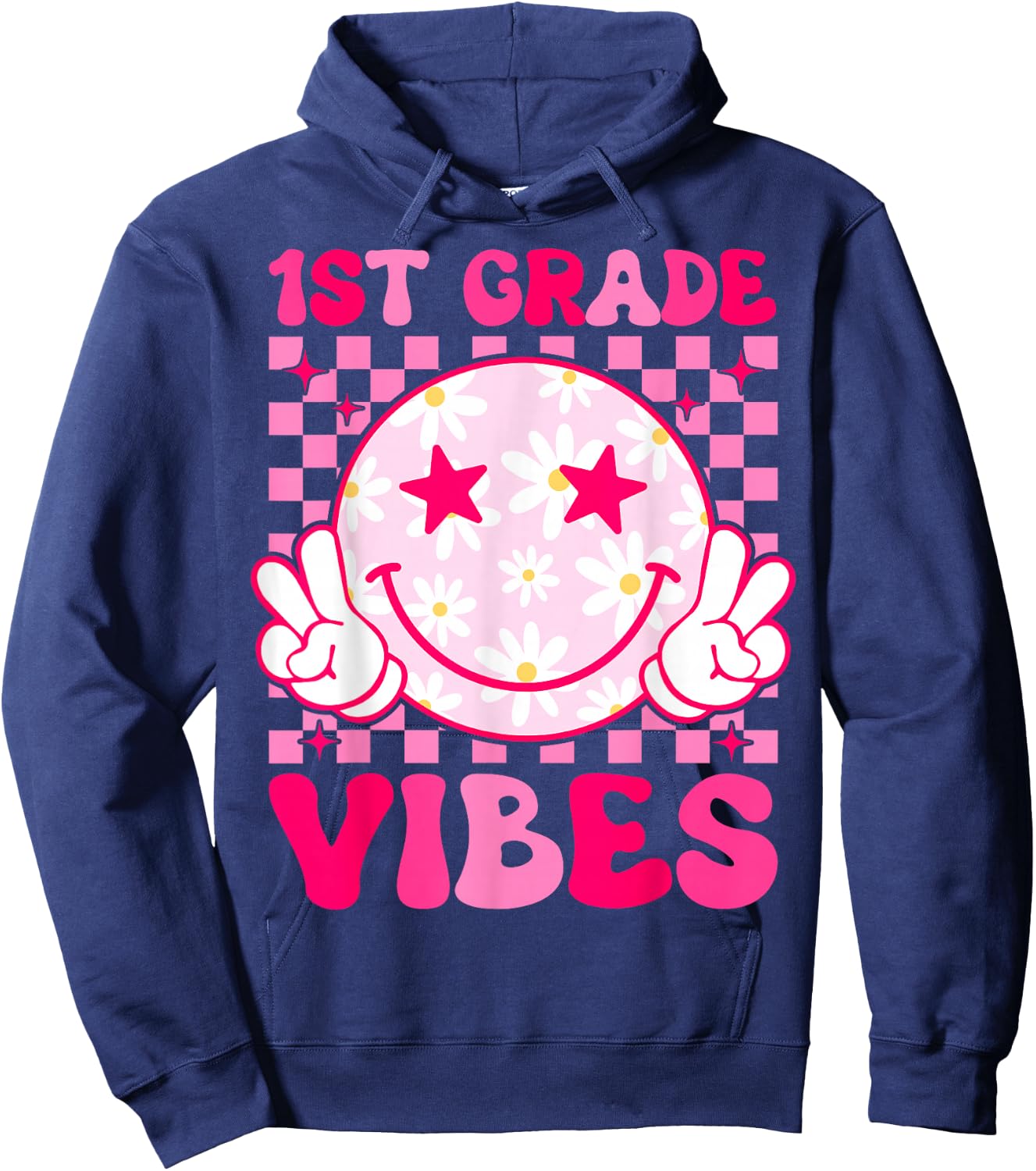 1st Grade Vibes Groovy First Day of School First grade Hoodie - Hoodie | Navy